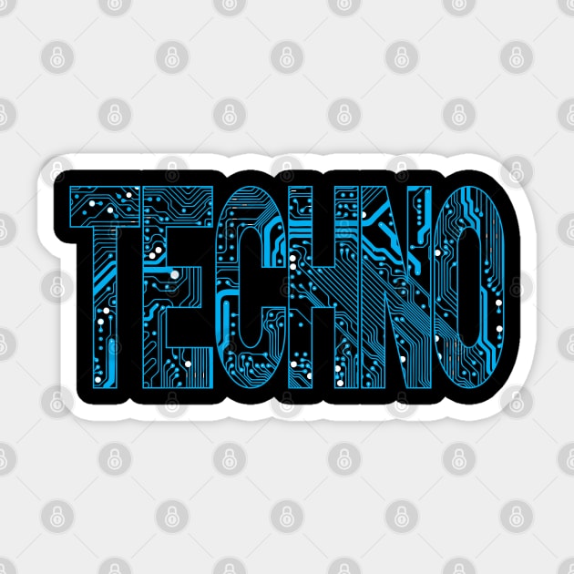 Blue Techno Music Lover Circuit Board Sticker by Muzehack